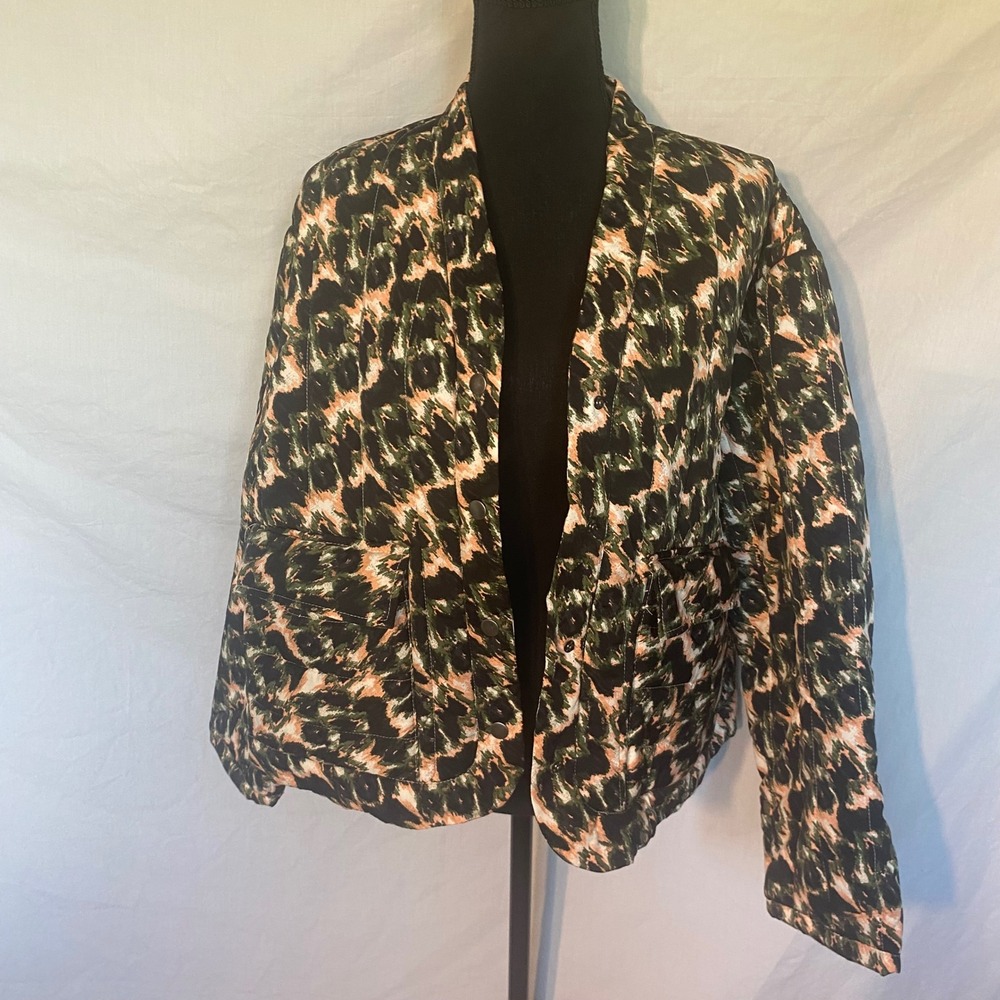 Rachel Comey x Target Olive Crayon Leopard Quilted Puffer Jacket Large NWT